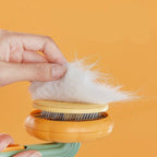 Hair removal tool with hair being removed on an orange background