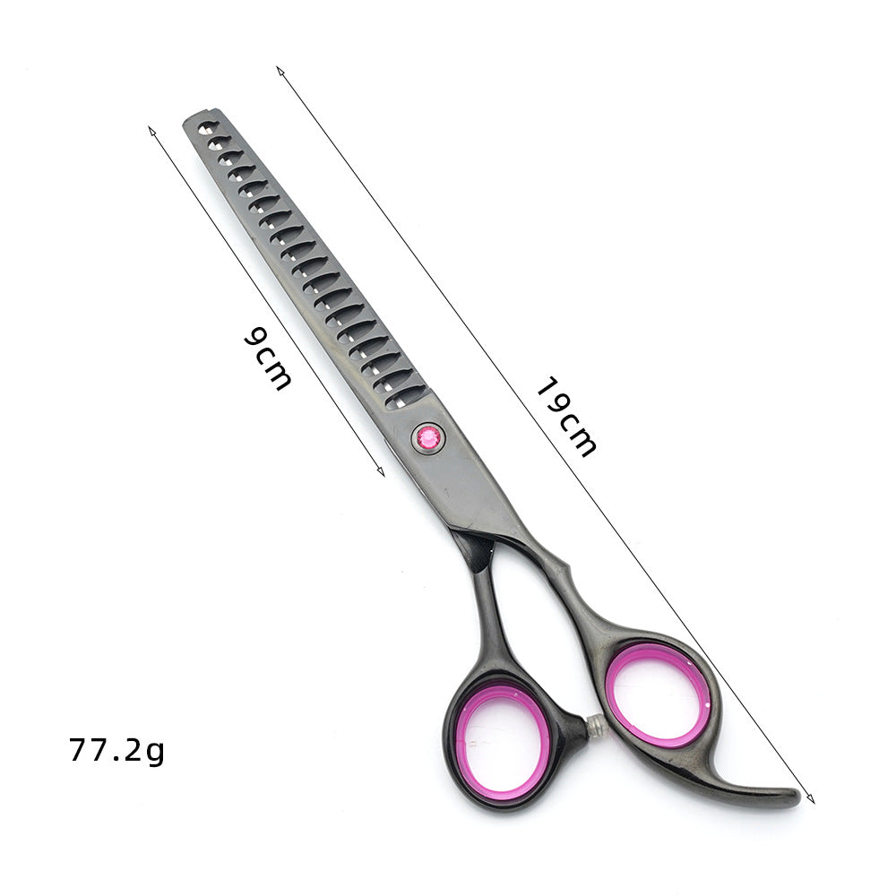 Hair shears with measurements on a white background