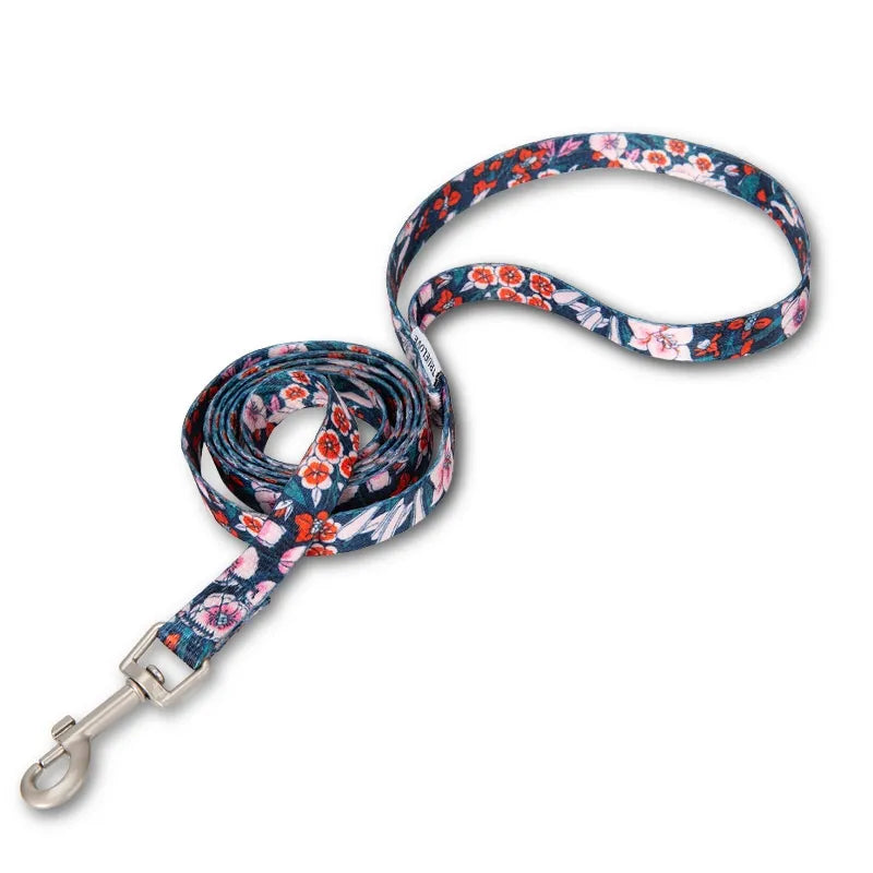 Truelove Floral Cotton Dog Collar & Leash Set