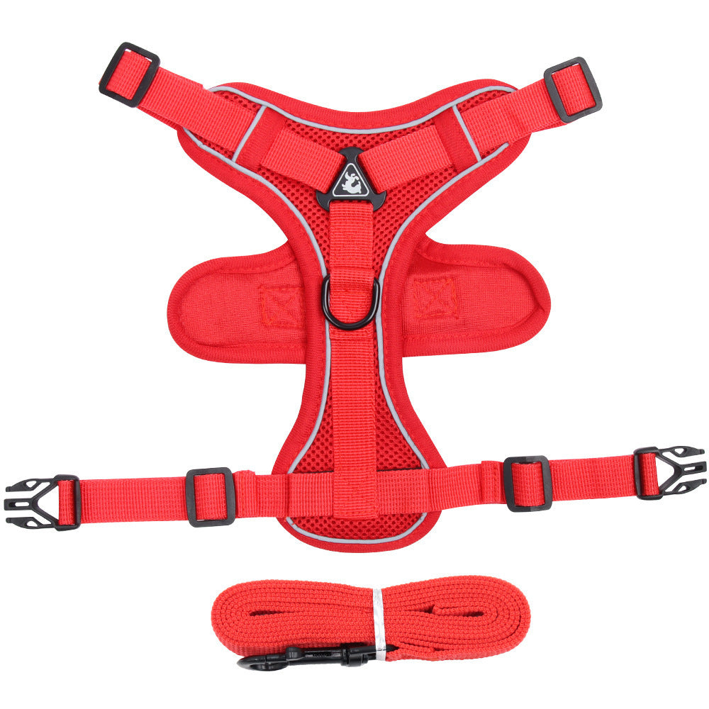 Reflective Adjustable Mesh Pet Harness and Leash Set