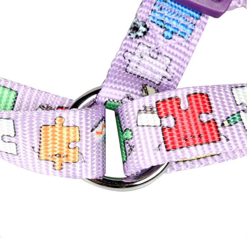 Dog collar with pixelated house design on a white background