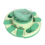 Green and beige circular object with a transparent center on a white background