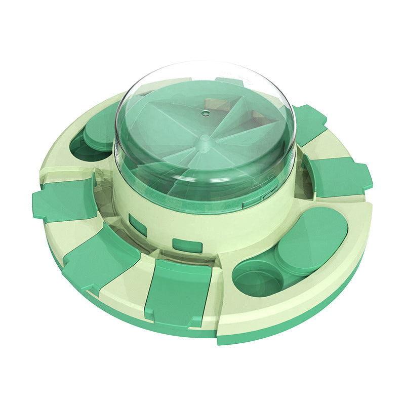Green and beige circular object with a transparent center on a white background