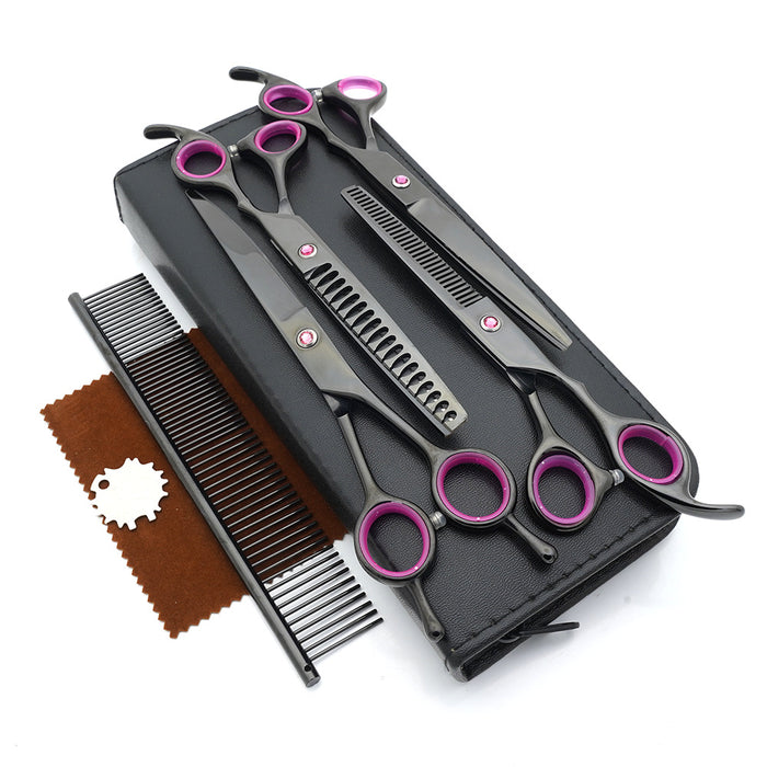 Professional Stainless Steel Pet Grooming Scissor Set, 4-Piece Dog Hairdressing Kit