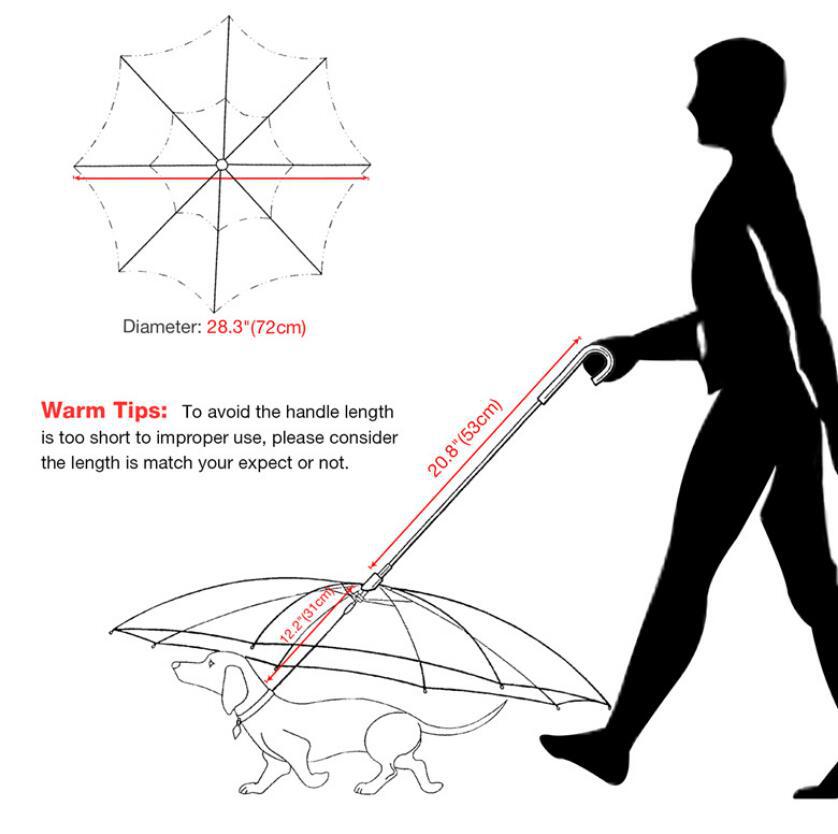 Transparent Dog Umbrella with Leash Attachment – Waterproof Protection for Small Dogs
