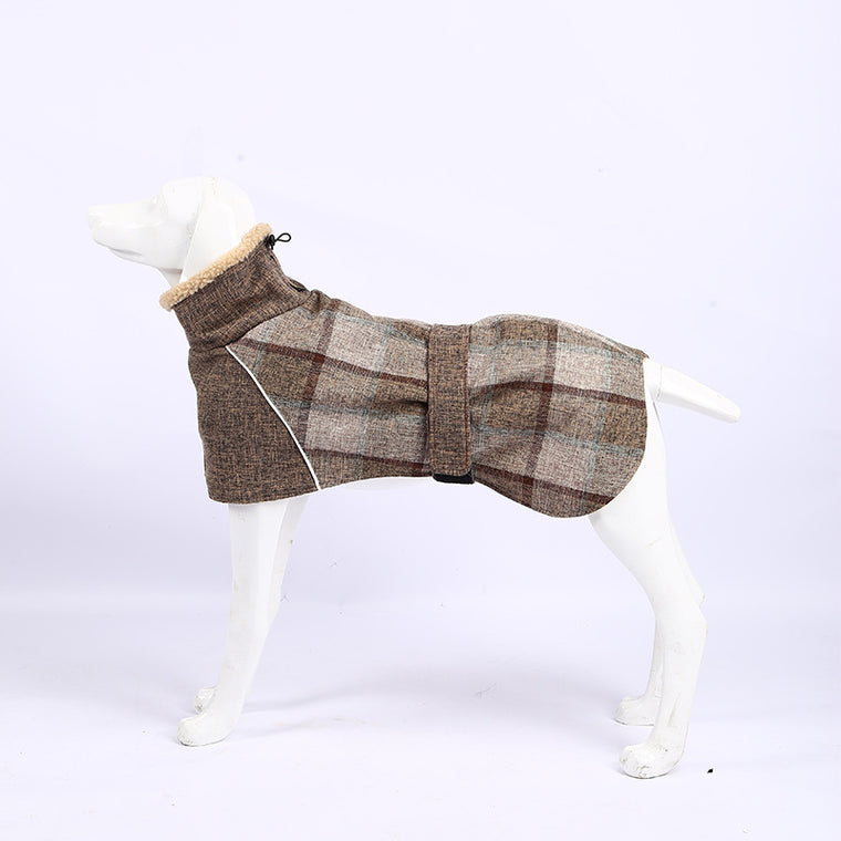 Warm Plaid Dog Coat – Windproof, Reflective & Adjustable Winter Jacket