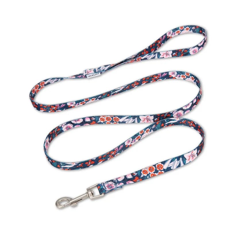 Truelove Floral Cotton Dog Collar & Leash Set