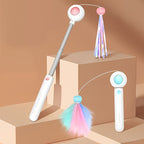 Retractable Feather & Tassel Cat Wand Toy
