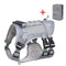 Gray tactical dog vest with black straps and a small gray pouch on a white background