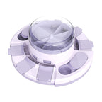 Clear plastic component on a white background