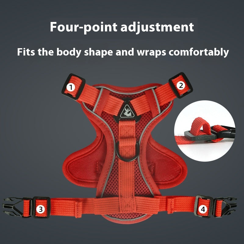 Reflective Adjustable Mesh Pet Harness and Leash Set
