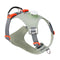 Dog harness with green and gray design on a white background