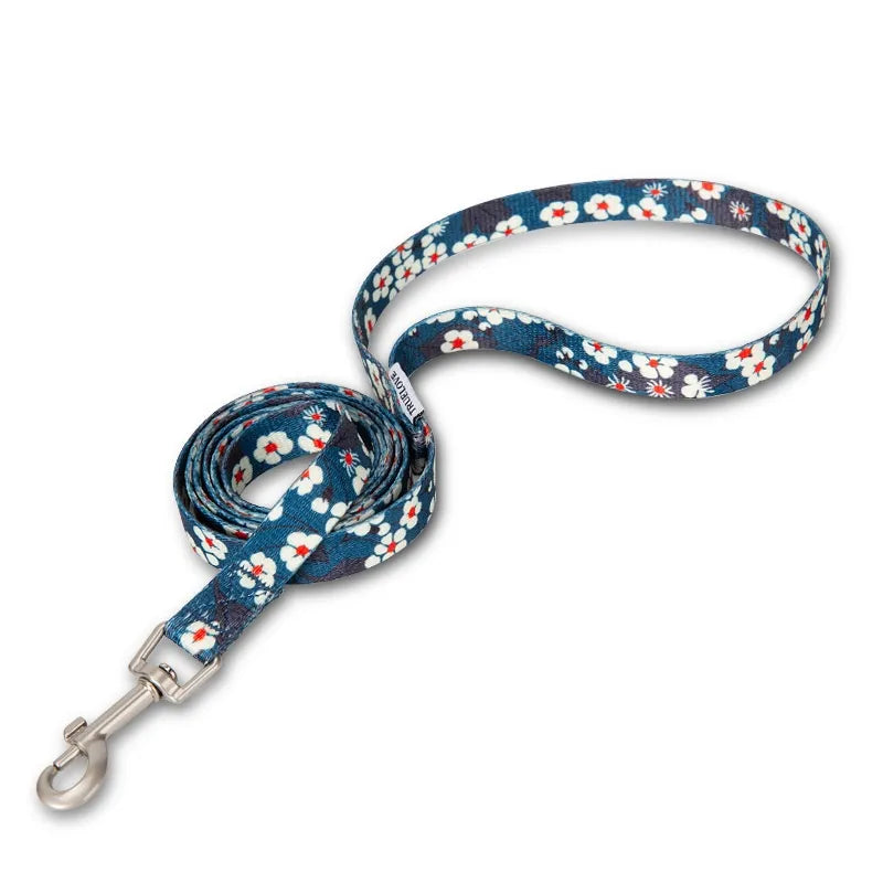 Truelove Floral Cotton Dog Collar & Leash Set