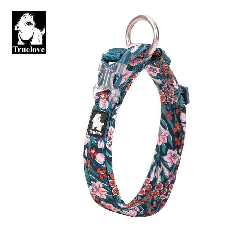 Truelove Floral Dog Collar, Adjustable Soft Cotton Design