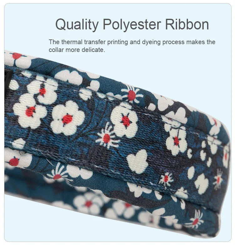 Truelove Floral Dog Collar, Adjustable Soft Cotton Design